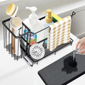 Kitchen Sink Caddy with Instant Drying Stone: Sink Sponge Holder, Stainless Steel Countertop Organizer Basket for Sponge, Scrubbers, Soap, Towel, Bathroom, Desk& Wall Mounted Mode, 2 Diatomaceous Pad