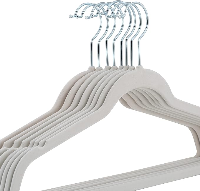 Laura Ashley 25 Pack Slim Velvet Hangers| Durable | Strong Plastic | Slim | Keeps Shape | Closet Organization | White | Holds 10lbs | Holds Shape