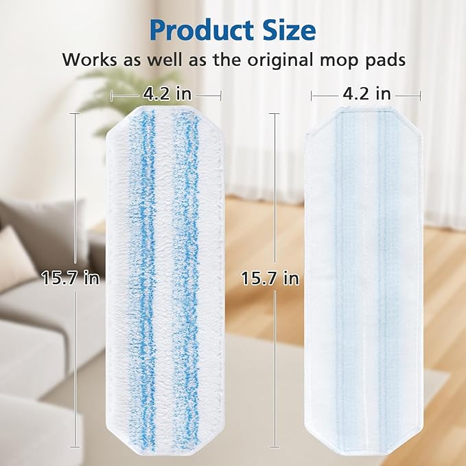 10 Pack H2prO Mop Pads Compatible with O Ceda H2PrO Flat Mo p System, 100% Microfiber Mop Head Replacements, Washable and Reusable, White