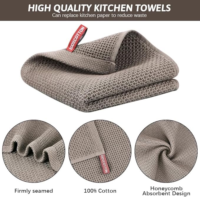 Nialnant 6 Pack Kitchen Towels,Large 100% Cotton Hand Towels,Absorbent Dish Towels for Drying Dishes-13x28 Inches,Multi Color