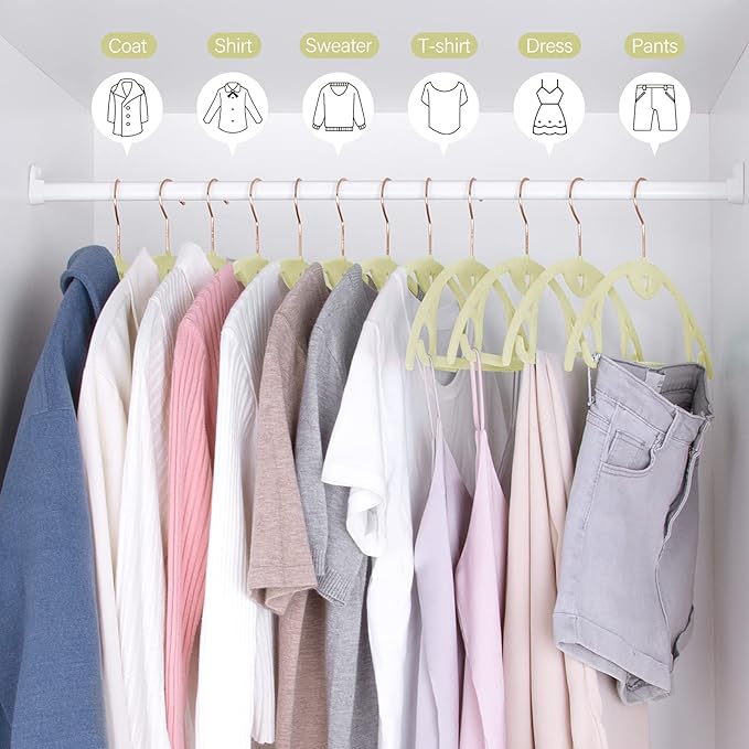 IEOKE Velvet Hangers 50 Pack: Felt Clothes Hangers Heavy Duty Shirt Sweater Hangers No Shoulder Bump Non Slip Slim Thin Coat Hangers for Closet - Ivory