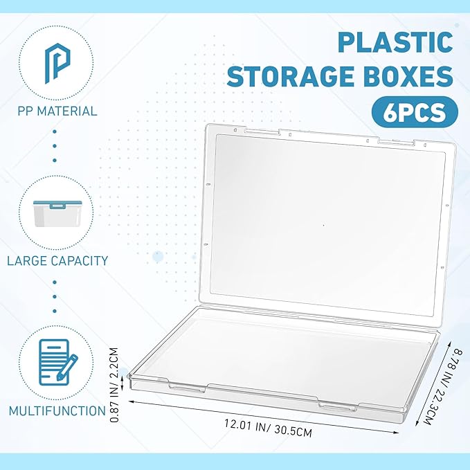 Jetec 6 Pieces Mini Plastic Clear Beads Storage Containers Box for Collecting Small Items, Beads, Jewelry, Business Cards, Game Pieces, Crafts(12.0 x 8.8 x 0.9 Inch) (12.0 x 8.8 x 0.9 Inch)