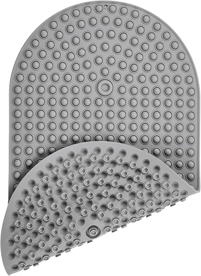 Joiyota Silicone Bath Mat for Tub Non Slip, Bubble Massage Anti Slip Shower Mat with 27 x 15 Inches for Easy Storage, Washable Bathtub Floor Mats for All Ages, Grey, Oval