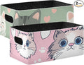 Cats Paw Hearts Sage Green Closet Storage Bins 2 Pcs Felt Open Home Storage Containers Organizer with Handles Collapsible Shelf Basket for Home Office Craft Room Classroom Fabric