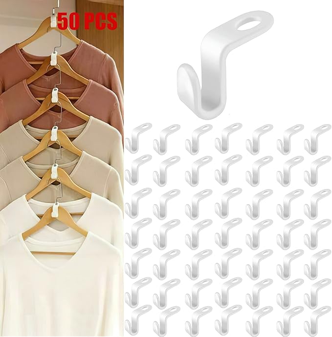 Clothes Hanger Connector Hooks 50PCS Plastic Hooks Cascading Hangers Space Saving Organizer for Heavy Duty Clothes Closet