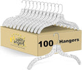 Quality Clear Plastic Hangers 100 Pack - Durable Crystal Cut Heavy Duty Hangers for Clothes, Shirts, Suits, Coats, Dresses