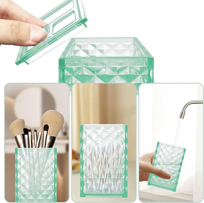 2PCS Mint Green Bathroom Accessories. Contain Soap Dispenser and Toothbrush Holder Set. Boho Bathroom Set for Blue Bathroom Décor