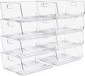 Sorbus Stackable Storage Bins Open Front, Clear Stackable Storage Bins, Pantry Bins for Storage and Organization, Acrylic Stackable Bins for Kitchen, Clear Pantry Organizer Bins (Large 8 Pack)