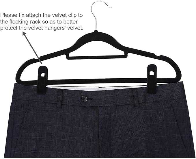 Hanger Clips for Velvet Hangers, 20 Pack Velvet Hanger Clips, Strong Hanger Clips Perfect for Skirt Pants Hangers (Black)