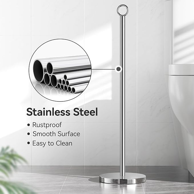 Toilet Paper Holder Stand(with Reserve Function), Free-Standing Spare Rolls Storage Holder, Stainless Steel