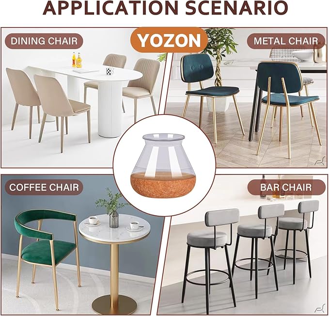 Chair Leg Floor Protectors for Hardwood Floors Felt Furniture Pads Silicone Caps 16 Pack Anti-Scratch Reduce Noise Clear Round Medium Fit 3/4" to 1-3/16" (19-30mm)