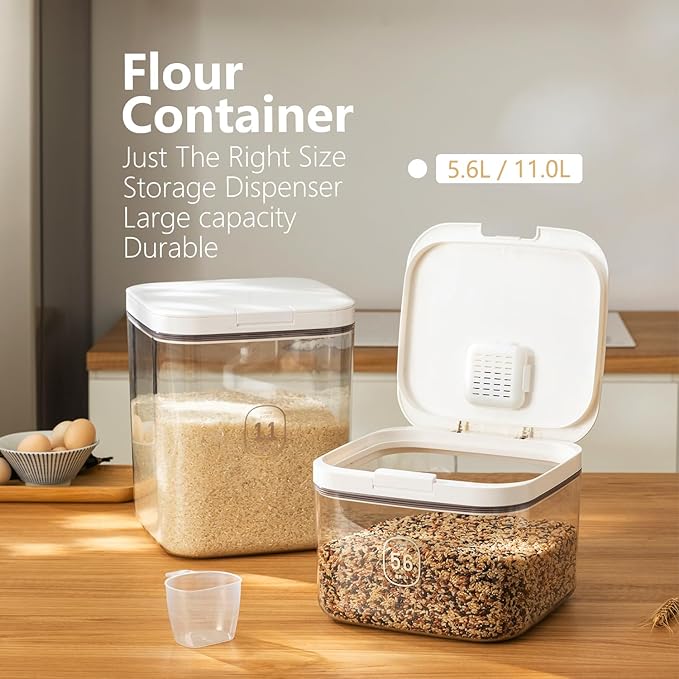 LivLab Flour Container 20LBS - 10 L /10.5 QT /10 KG - Rice Container Storage Food Grain Container Bins Household for Kitchen Pantry Organization (11L)