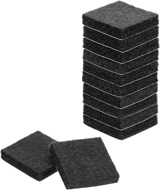 uxcell Felt Furniture Pads, 12Pcs 0.98" x 0.98" Adhesive Backed Felt Non-Slip Anti-Scratch Chair Leg Protectors for Protecting Hardwood Floor, Black