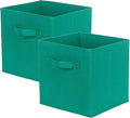 PowerKing Collapsible Storage Cubes with Handles, Fabric Foldable Bins for Closet Shelves, Durable Organization Storage Bins, 10.5'' x 11'' x 10.5'' (2Pack, Forest Green)