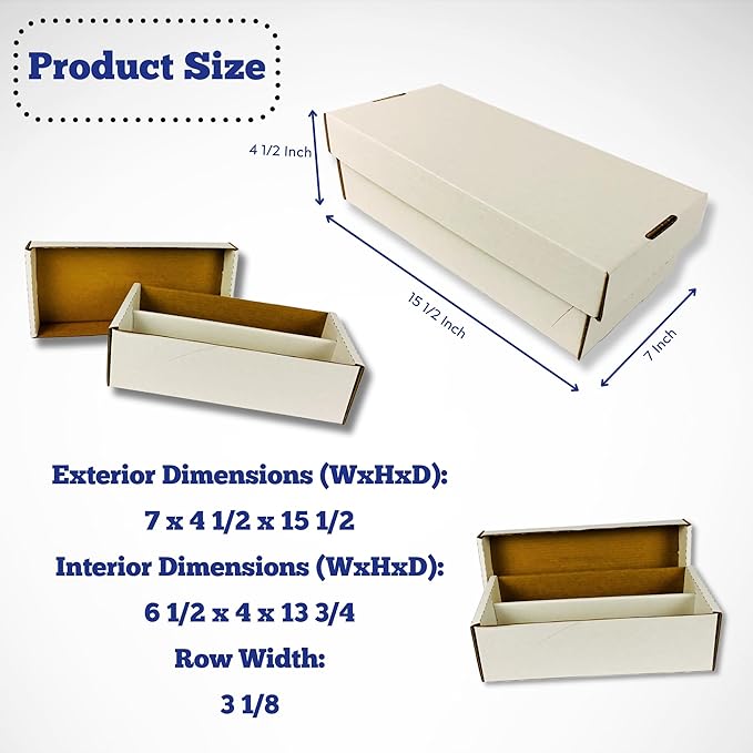 Shoe 2 Row Storage Box (1600 Ct.) - Cardboard Storage Boxes - Baseball, Football, Basketball, Hockey, Sports Card, Gaming & Trading Cards Collecting Supplies by MAX PRO - Made in the USA (25 Pack)