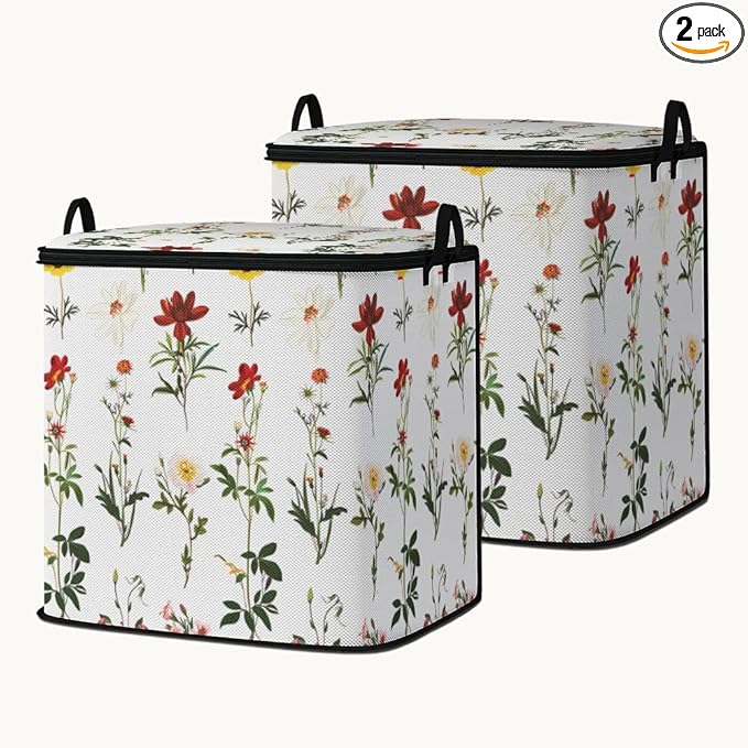 2pcs closet organizers and storage under bed,clothing blanket sweater sheet bedding comforter duvet quilt pillow toy storage bags with lids,dorm room essentials for containers 95L