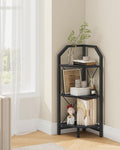 3-Tier Corner Shelf, Industrial Corner Bookshelf, 35.4" Storage Stand, Plant Stand Display Shelf, Bookcase for Bedroom, Living Room, Home Office, Black TCJ03BB ﻿