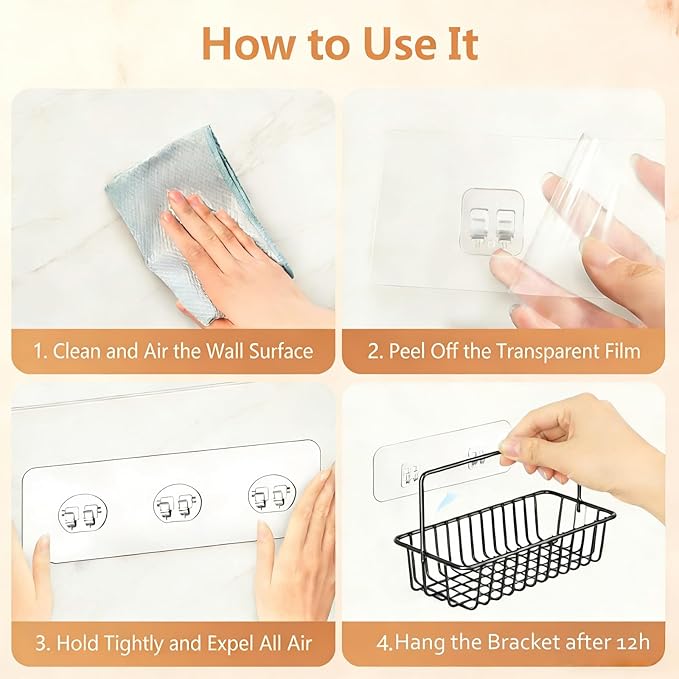 14 Pack Shower Caddy Adhesive Replacement, Waterproof Strong Shower Shelf Adhesive Hooks, No Drilling for Corner Shelf Basket, Bathroom Storage Shelves, Kitchen Racks and Soap Holde (14 Pack)