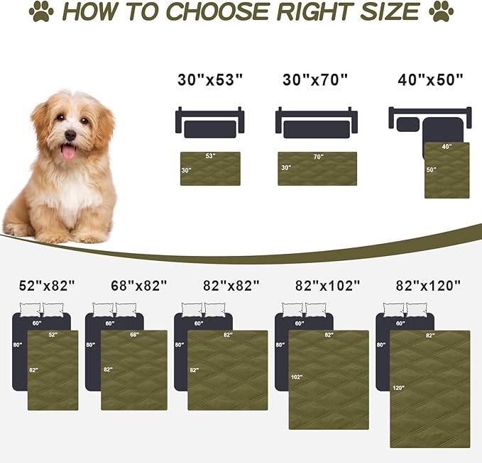 Smiry Waterproof Dog Bed Cover Blanket 40x50, Soft Reversible Pet Blanket, Washable Leakproof Cats Dogs Couch Cover for Sofa, Couch, Furniture, Lattice, Green/Navy