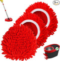 Baderke 3 Pack Chenille Mop Heads Replacements Compatible with 1 Tank System Chenille Duster Replacement Heads Microfiber Spin Mop Refill Pads Reusable Dust Refills for Floor Cleaning (Red)