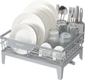 SONGMICS Dish Drying Rack, Kitchen Dish Rack, with Drainboard, 360° Rotatable and Extendable Spout, with Cutlery Holder, 12.2 x 16.5 x 7.3 Inches, Dove Gray UKCS550G01