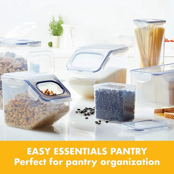 LocknLock Easy Essentials Pantry Airtight Rectangular Tall Food Storage Container, Pasta Box 68-oz/ 8.5-cup (Pack of 2)