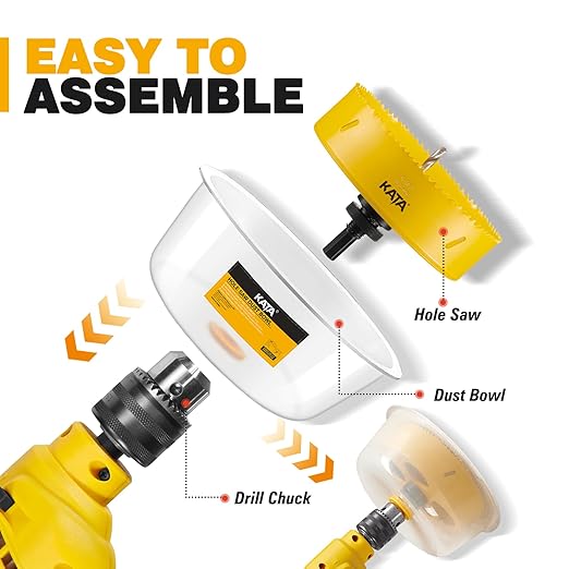 KATA 6.125 Inch Hole Saw for Recessed Lights with Dust Bowl, 6-1/8 in Hole Cutter for LED Can Lighting, Drywall Ceiling Cutting, Recessed Lighting Hole Saw Kit with Silicone Dust Catcher