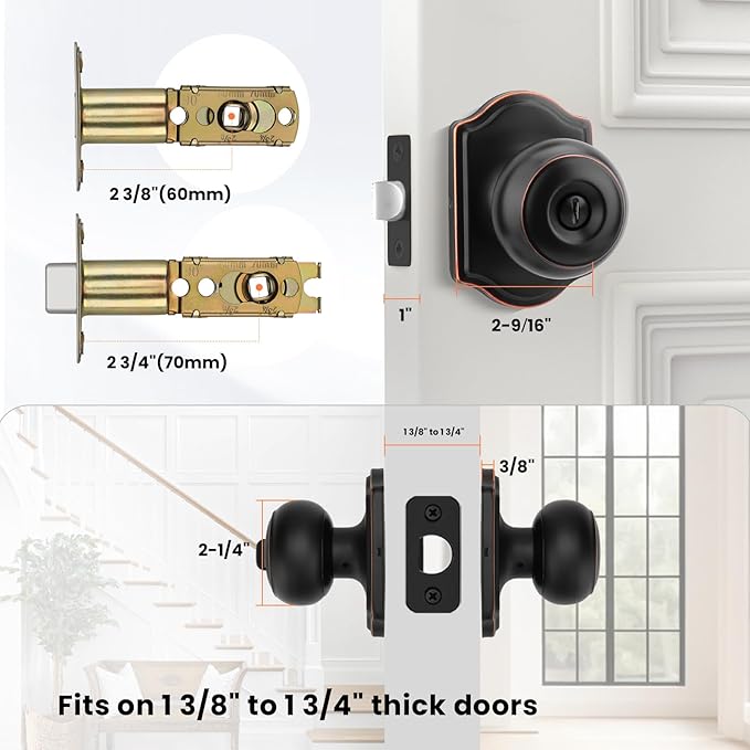 Haidms Oil Rubbed Bronze Door Knobs Interior, Privacy Interior Door knobs, Bronze Indoor Doorknobs for Bedroom or Bathroom (8 Pack)