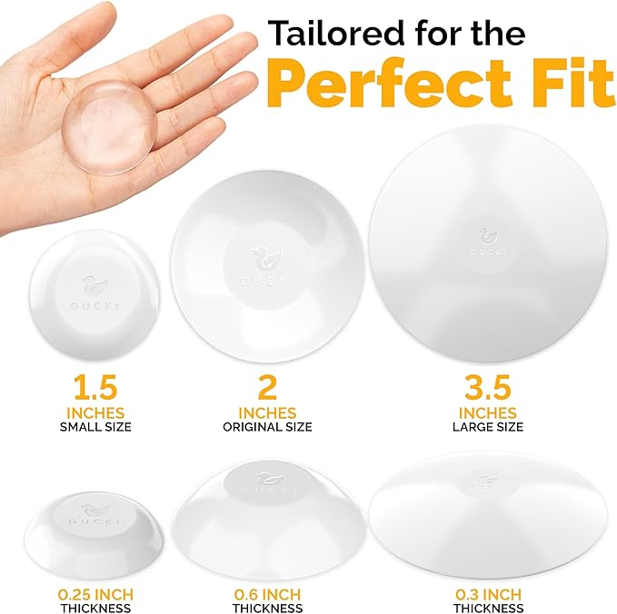 Ducki Door Stop Wall Protectors, 6 Pack White, Self Adhesive Reusable Solution for Stopping Wall Damage & Noise from Doors, Refrigerators, & in Your Home or Office, Durable Shock Absorbent & Discreet