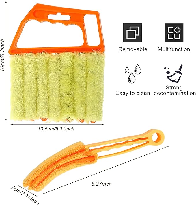 Mwellewm 2Pcs Window Venetian 7 Finger Dusting Cleaner Tool and 1Pc Window Blind Cleaner Duster Brush Hand-Held Window Shutters Venetian Shades Brush for Air Conditioner Duster Dirt