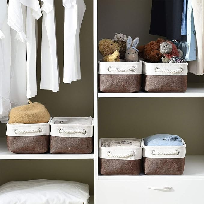 Sacyic Small Storage Baskets for Shelves,Fabric Storage Baskets for Closet,Rectangular Collapsible Baskets for organizing Clothes,Books,Gifts