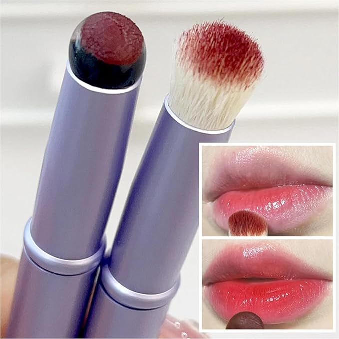 WOKOTO 1pcs Chrome Blue Double-Headed Nail Art Brushes Silicone Ombre Nail Brushes And Nail Dust Brushes Picking Dotting Gradient Pen Brush Nail Ombre Brush For Acrylic Nails Painting Cleaning