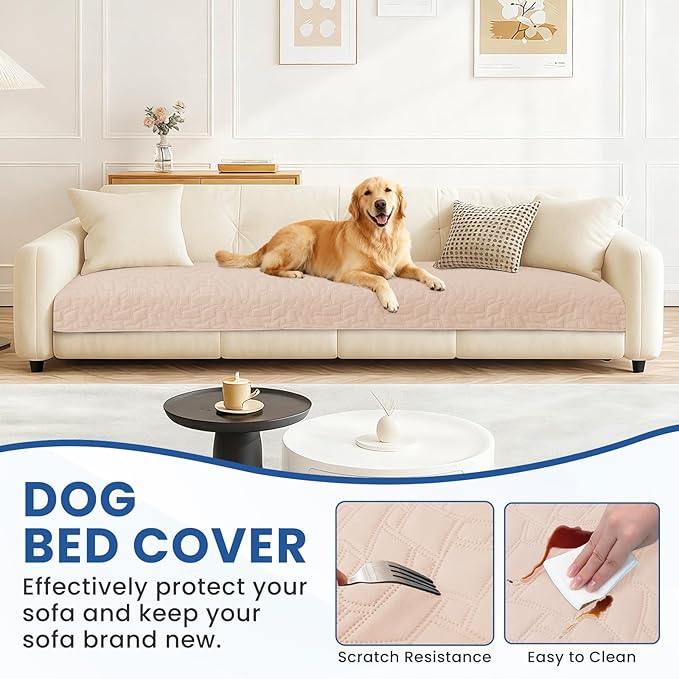 Waterproof Dog Bed Cover, Non-Slip Dog Blanket for Couch, Couch Covers for Dogs Washable, Pet Blanket for Furniture, Pet Bed Mat for Sofa, Car, Pet Supplies (40x50 Inch, Beige)