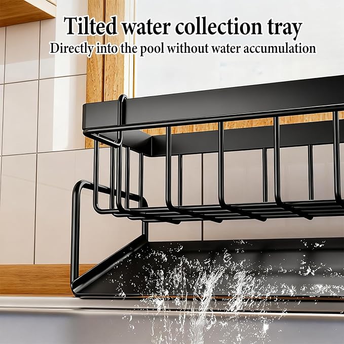 Sponge Holder for Kitchen Sink Suction,Sponge Caddy for Kitchen Sink Brush Holder Organizer