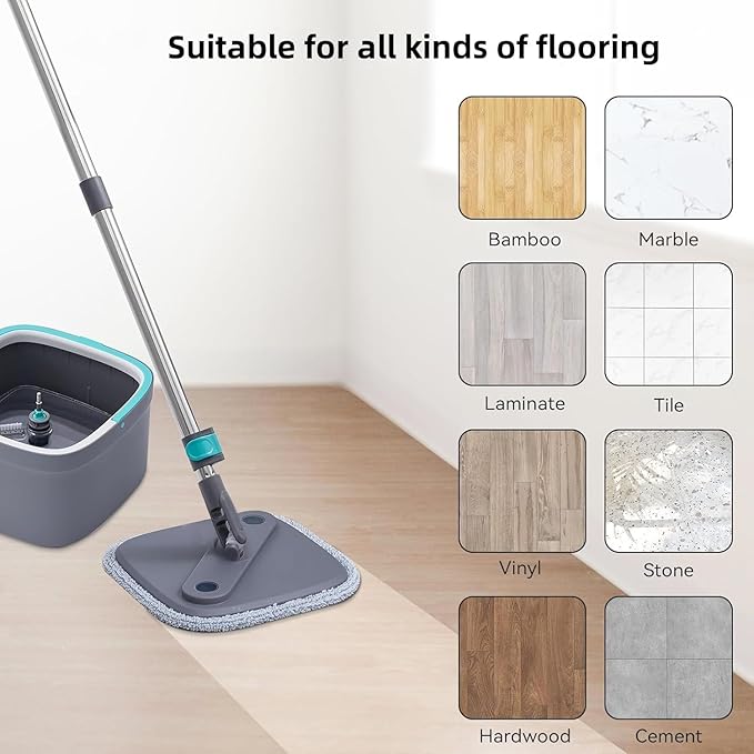 True & Tidy® 8-Pack 9 inch Extra Thick Microfiber Pad Refill for SPIN-800 TrueClean Mop & Bucket Square, Compatible with M16 and Most Square Spin Mop and Bucket, Machine Washable up to 100x
