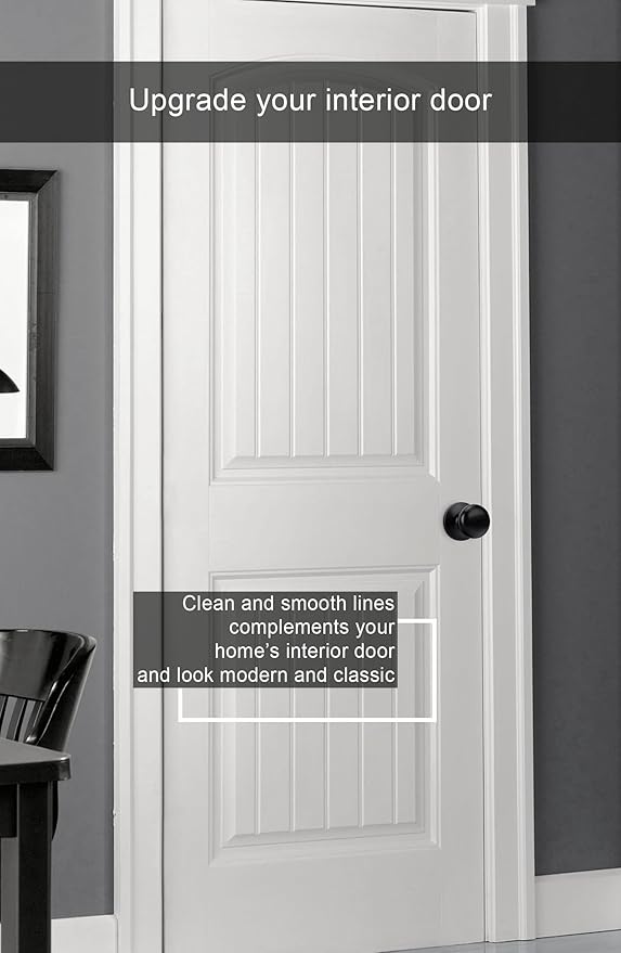 Goldenwarm Black Interior Door Knobs, Matte Black Bedroom Door Knob, Door Knobs Interior Bulk, Privacy Door Knob for Bedroom or Bathroom(6 Pack)