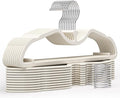 20 Pack Upgraded Short Neck Vertical Space Saver Hangers, 360 Degree Swivel Hooks, Non-Slip Hangers, Liquid Silicone, Smooth as Skin (Not Velvet) - Cream