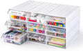 9 Pcs Stacking Office Drawer Organizers - Desktop & Wall Mounted 9 Drawer Storage Closet with 18pcs Clear Dividers Multifunctional Organizer Rack with 9pcs Tag Card for Home Small Items