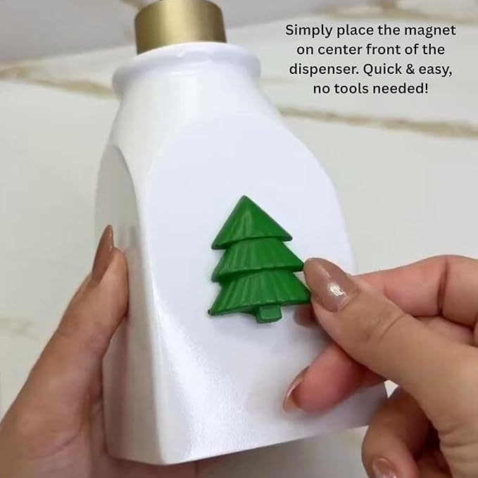 SKL Home Seasonal Soap/Lotion Dispenser Gift Set with 7 Interchangeable Magnetic Holiday Attachments, Refillable for Bathroom & Kitchen, Silver