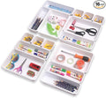 Set of 16 Interlocking Desk Drawer Organizer Tray Dividers Plastic Shallow Narrow Drawers Organizers Separators Storage Bins Container for Kitchen Bathroom Makeup Office Vanity Bedroom Dresser White