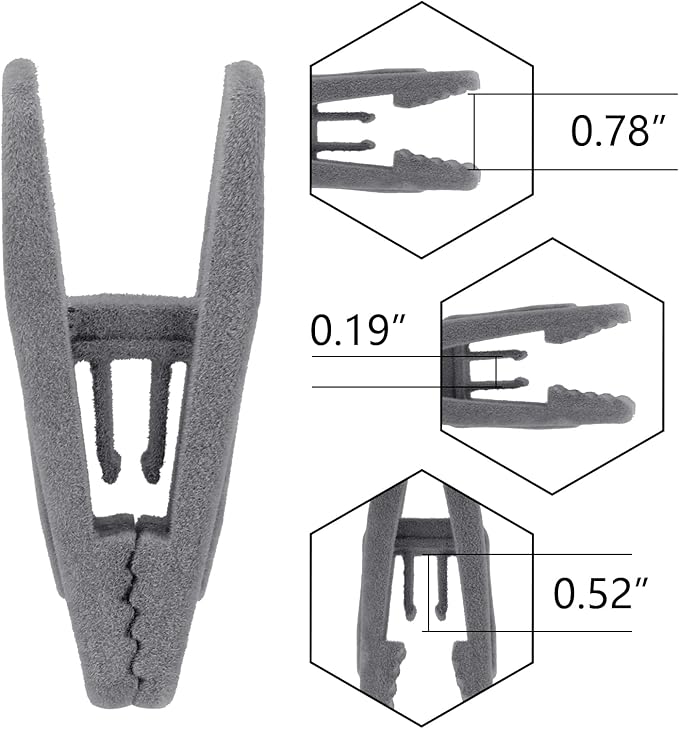 Tinfol Gray Velvet Hanger Clips, 80 Pack Pants Velvet Clips, Large Opening Clothes Pin Hanger Clip, Strong Finger Flocked Clip Perfect for Slim-line Clothes Velvet Hangers