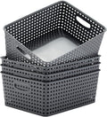 Plastic Storage Baskets for Organizing,11"X8.5"X4.7",Pack of 4 (Grey)