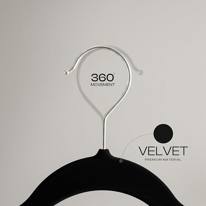 Utopia Home Velvet Hangers 150 Pack - Non-Slip Suit Hangers with 360 Degree Rotatable Hook - for Pants, Coats, Shirts & More (Black)