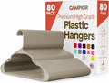 Plastic Clothes Hangers – Heavy Duty Hanger Set, for Organizing Clothes, Dresses, and Coat, Holds Up to 5 lbs, Space-Saving Hangers with Non-Slip Shoulder Grooves, Pack of 80, Ivory
