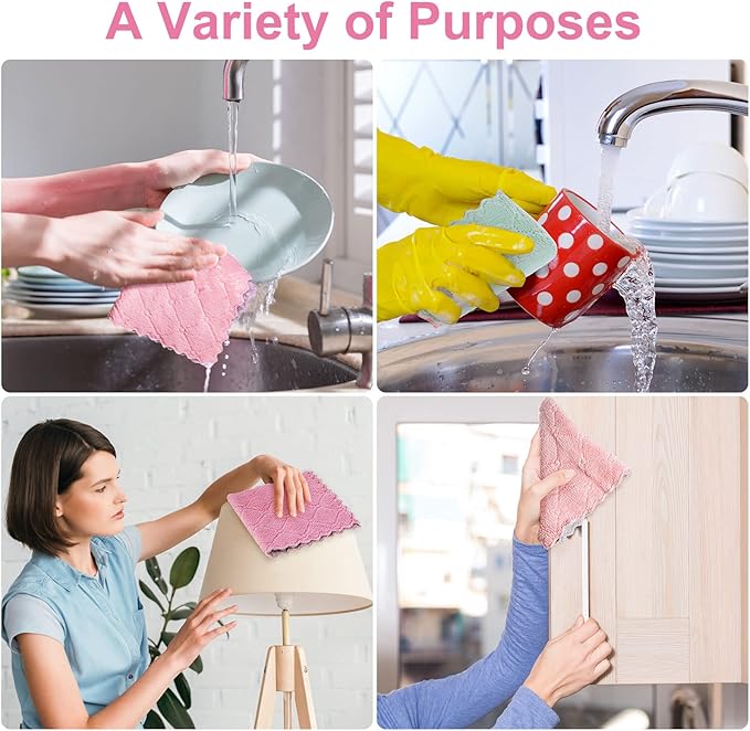 Bessrung 20 Packs Kitchen Cloth Dish Towels, Nonstick Oil Fast Drying Washcloths, Premium Dish Cloths for Kitchen, Car, Bathroom Cleaning, Reusable Highly Absorbent Cleaning Clothes, Mix-Colors