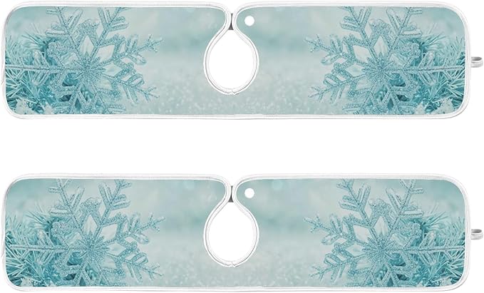 2 Pack Faucet Splash Catcher Blue Snowflakes Sink Mat for Faucet Absorbent Kitchen Splash Guard Drip Catcher for Farmhouse Barthroom Bar, L