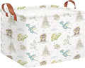 CLOCOR Rectangular Storage Basket Empty,Gift Basket,Waterproof Storage Bin with Handles,Room Decor(Castle Dinosaur)
