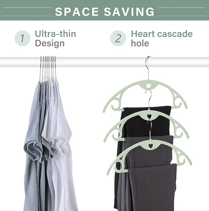 IEOKE Velvet Hangers 50 Pack: Felt Clothes Hangers Heavy Duty Shirt Sweater Hangers No Shoulder Bump Non Slip Slim Thin Coat Hangers for Closet - Green Multi