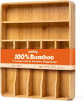 SMIRLY Silverware Drawer Organizer – Bamboo Kitchen Drawer Organizer, Adjustable Utensil Holder and Cutlery Tray, Drawer Dividers for Flatware and Kitchen Utensils