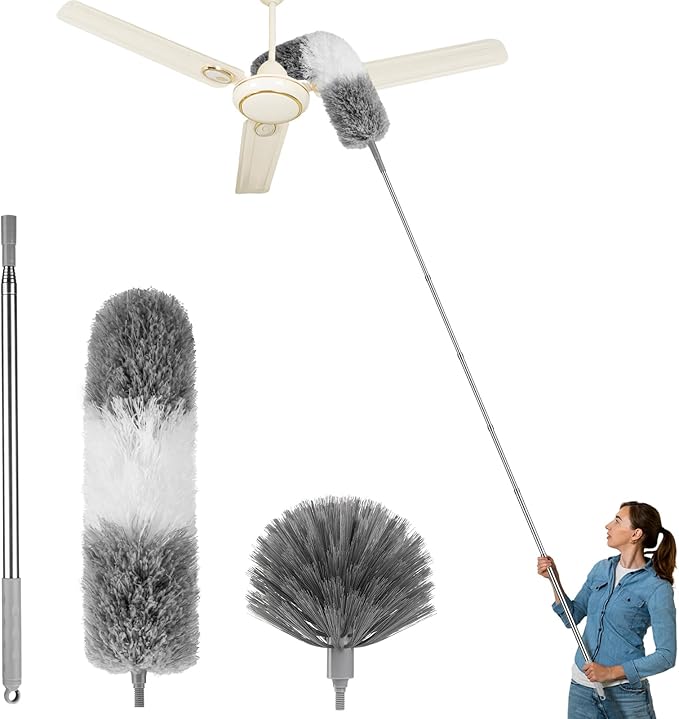 Dusters for Cleaning,Cobweb Duster Feather Duster with Extension Pole,3PCS Ceiling Fan Cleaner Duster,Long Duster Extended Handle,Blind Cleaner Dusting